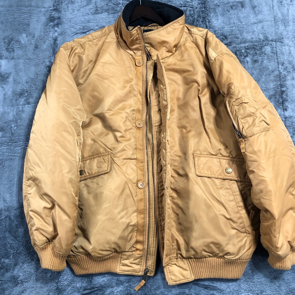 Footaction USA Mens XXL Tan Down Feather Filled‎ Puffer Bomber Jacket No Hood